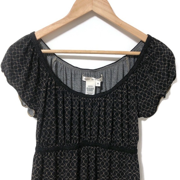 MAX STUDIO  | Black & Gold Empire Waist Top Size M - Picture 5 of 14